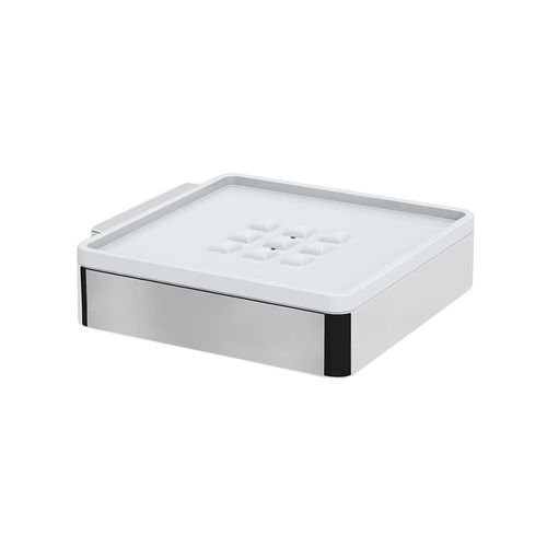 SABONETEIRA FIXA COM ACRÍLICO REMOVÍVEL SPIRIT ZEN CROMADO/BRANCO BA0143.203 - ZEN