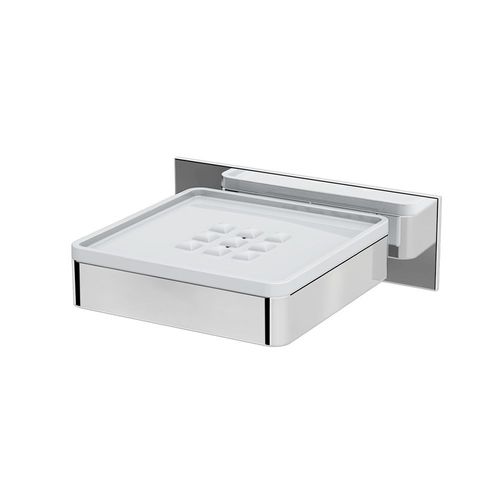 SABONETEIRA FIXA COM ACRÍLICO REMOVÍVEL CROMADO/BRANCO SUPREME ZEN - ZEN