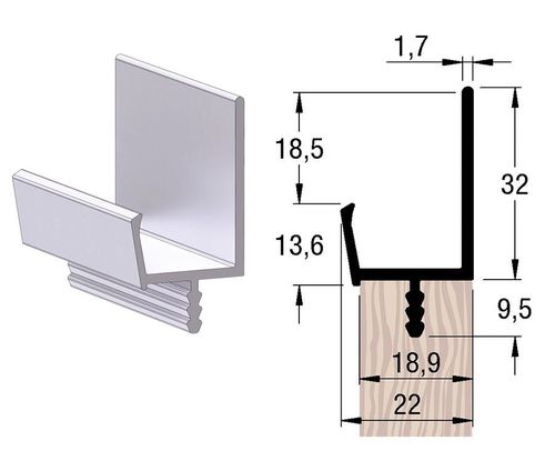 PERFIL PUXADOR ESPIGADO 3M ENCAIXE DE 18MM ANODIZADO REF. 2016 - ALTERNATIVA