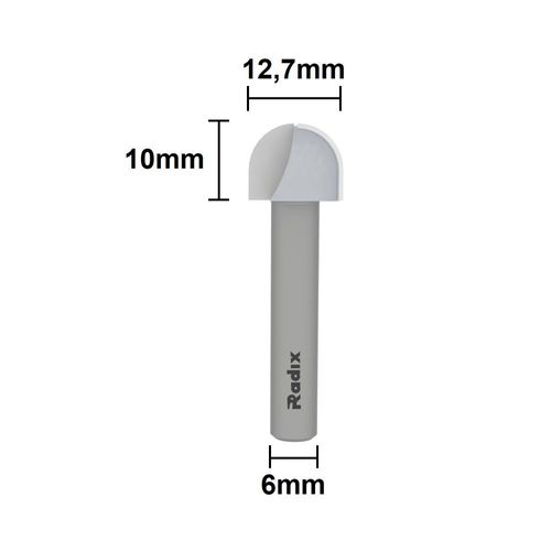 FRESA PONTA U 12,7MM E HASTE 6MM - RADIX