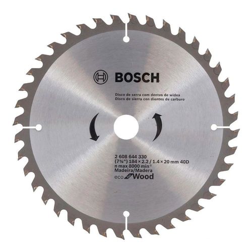 DISCO SERRA CIRCULAR ECOLINE DIAMANTADA 184x20MM (40 DENTES) PARA MADEIRA 2608644330 - BOSCH