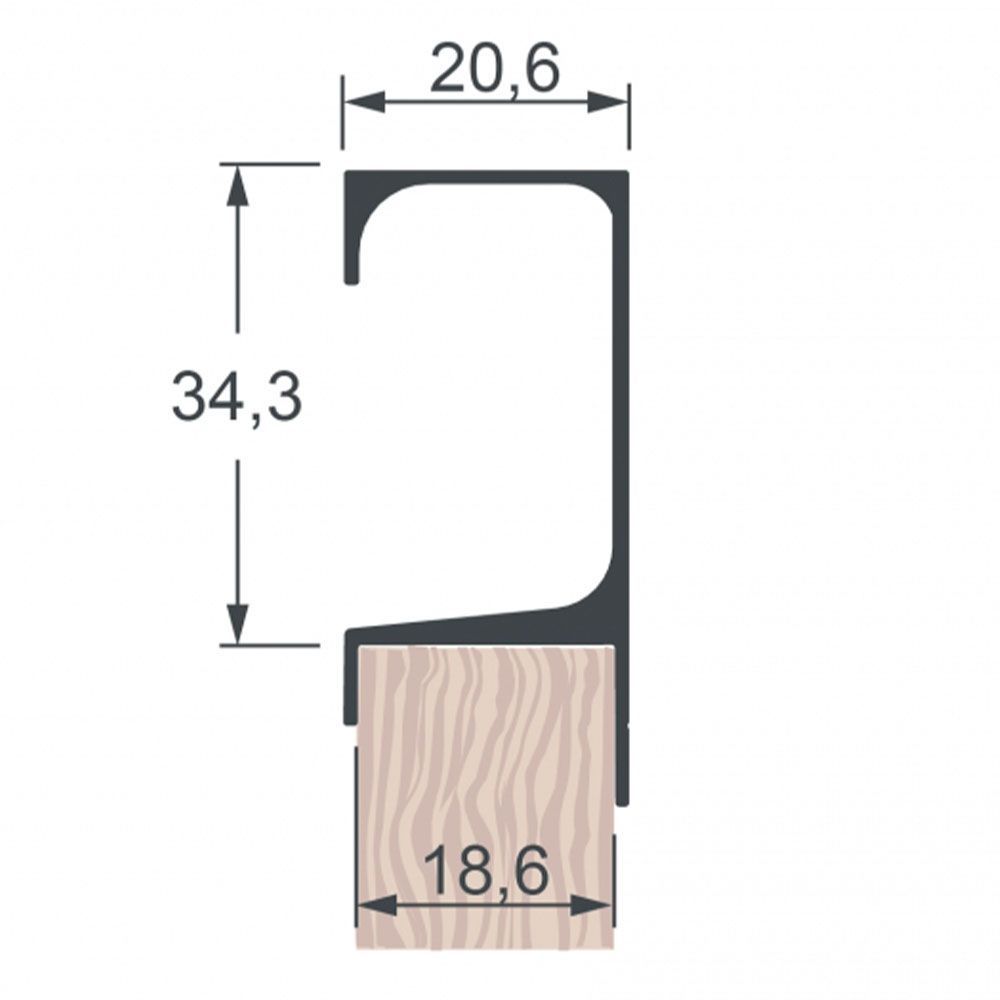 PERFIL PUXADOR ENCAIXE DE 18MM REF. 5047 - ALTERNATIVA
