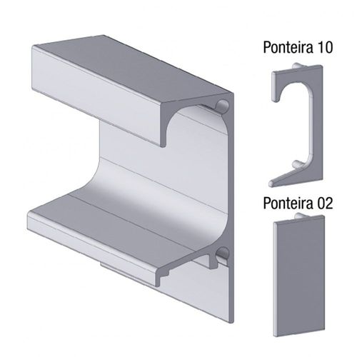 PERFIL PUXADOR ENCAIXE DE 15MM (PONTEIRA 02/10) REF. 4016T - ALTERNATIVA
