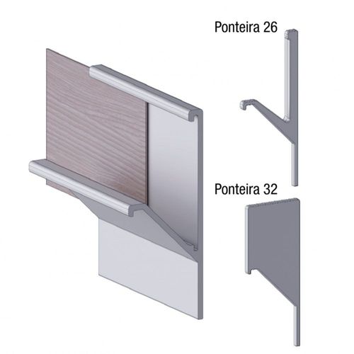 PERFIL PUXADOR ENCAIXE DE 18MM (PONTEIRA 26/32) REF. 4023 - ALTERNATIVA