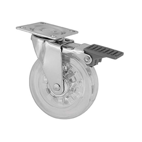 RODÍZIO GEL RG75 INCOLOR COM FREIO (ATÉ 55KG) - FGVTN