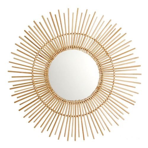 ESPELHO DECORATIVO COM ACABAMENTO EM BAMBU BEGE REF. 12681 - MOAS