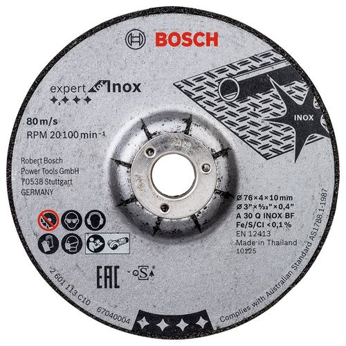 DISCO DESBASTE EXPERT 76X4,0X10MM DEPRIMIDO PARA INOX (PACOTE COM 2 UNIDADES) 2608601705 - BOSCH