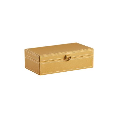 CAIXA PEQUENA EM MDF COM REVESTIMENTO DE POLIURETANO AMARELO REF. 13725P - MOAS