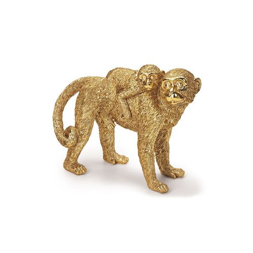 ESCULTURA MACACO EM POLIRESINA DOURADO REF. 13889 - MOAS