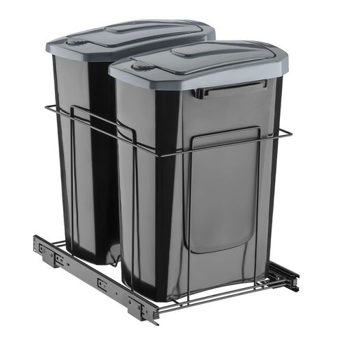LIXEIRA DESLIZANTE DUPLA PRETO FOSCO (15L) REF. 0717 - SCHMITT