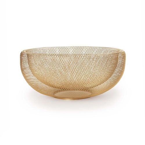 CENTRO DE MESA REDONDO EM METAL DOURADO - MOAS