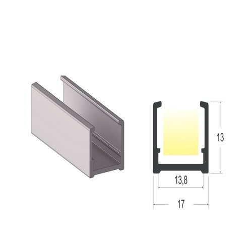 PERFIL PARA FITA DE LED SOBREPOR EM ALUMÍNIO REF. 2301 - ALTERNATIVA