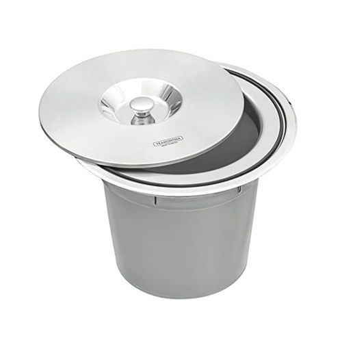 LIXEIRA DE EMBUTIR CLEAN ROUND EM AÇO INOX COM BALDE PLÁSTICO - TRAMONTINA