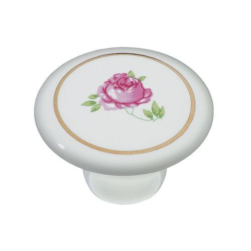 PUXADOR FILETE COM ESTAMPA DE ROSAS CERÂMICA DOURADO IL 7069 - ITALY LINE
