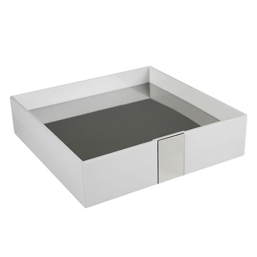 BANDEJA QUADRADA ONE/SOUL/SPIRIT/BE BRANCO CROMADO - ZEN DESIGN