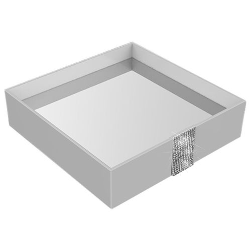 BANDEJA DECORATIVA QUADRADA DIAMOND BRANCO CROMADO - ZEN DESIGN