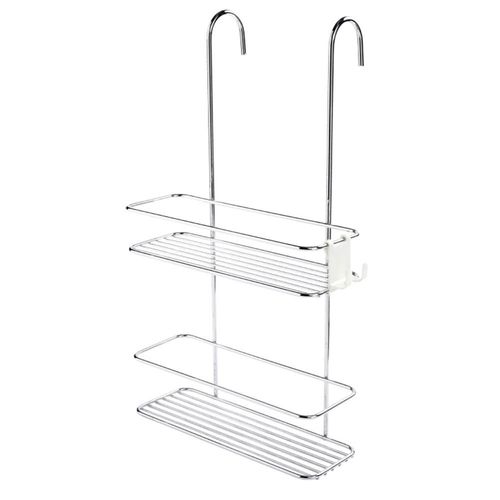 SUPORTE DUPLO DE BOX CROMADO PARA SHAMPOO COM GANCHO MÓVEL REF. 1168 - FUTURE