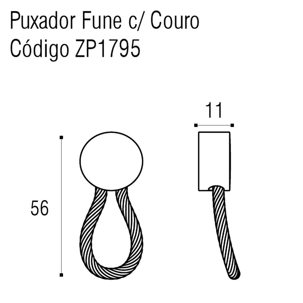PUXADOR FUNE COM COURO MARROM - ZEN DESIGN