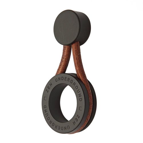 PUXADOR FUNE GARAGE PRETO COM COURO MARROM - ZEN DESIGN