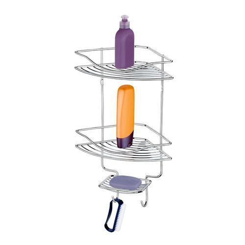 SUPORTE CANTONEIRA DUPLO CROMADO PARA SHAMPOO/SABONETE REF. 1027 - FUTURE