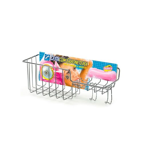 PORTA SHAMPOO RETANGULAR COM VENTOSA FIXA - ARTHI