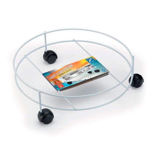 SUPORTE PARA BOTIJÃO DE GÁS BRANCO EMBORRACHADO COM RODAS PRETAS REF.2040 - ARTHI