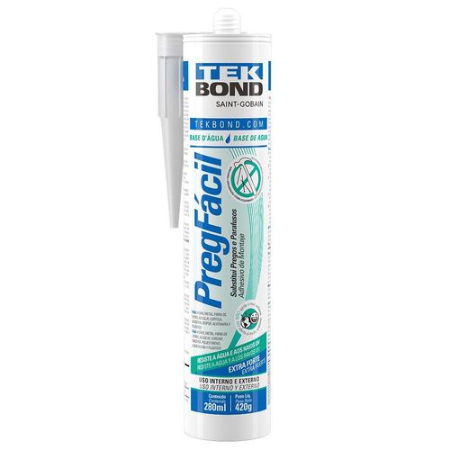 SILICONE ADESIVO PREG FACIL BASE DÁGUA 420G/280L (FIXA TUDO) - TEKBOND