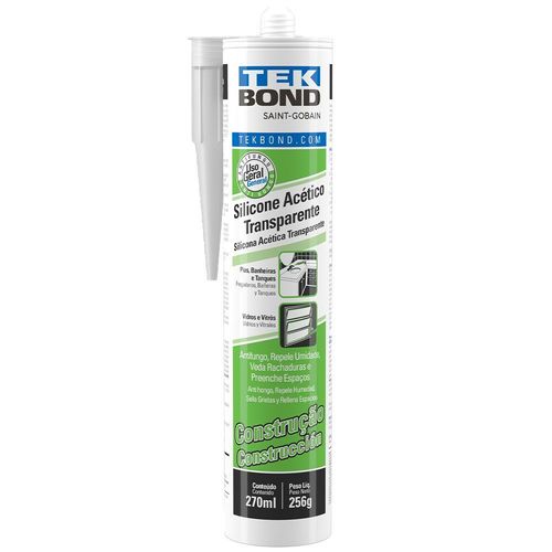 SILICONE ACÉTICO TRANSPARENTE 256G (PARA ACABAMENTO) - TEKBOND