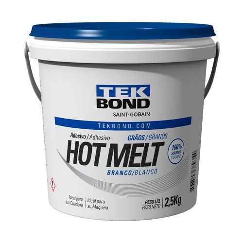 COLA HOT MELT BALDE 2,5KG BRANCO - (MANUAL 140°A 160°/AUTOM.160°A 180°) - TEKBOND