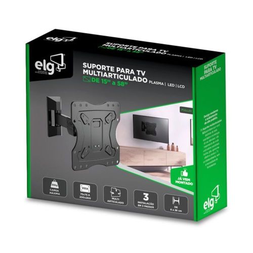SUPORTE TV ARTICULADO 15" A 58" PRETO FULL20 LINEA - ELG