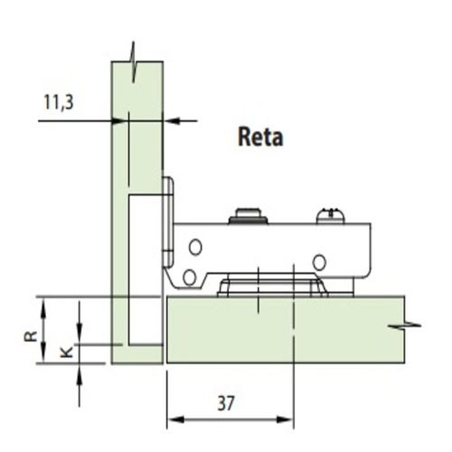 DOBRADIÇA CANECO MS SLOW RETA COM CALÇO FIXO DUPLO - FGVTN