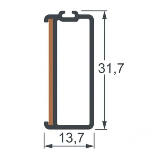 TUBO DE CABIDE ELEGANCE 6M RETANGULAR JATEADO ANODIZADO CÓD. 20351 - ALTERNATIVA